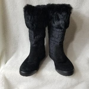 Coach Talen Black suede and faux fur Winter boots